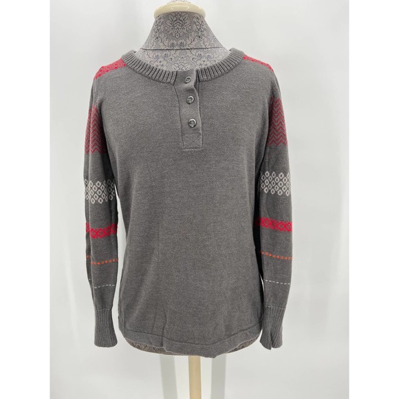Woolrich Women's 3 button sweater size Medium grey with red detailing - Picture 2 of 7